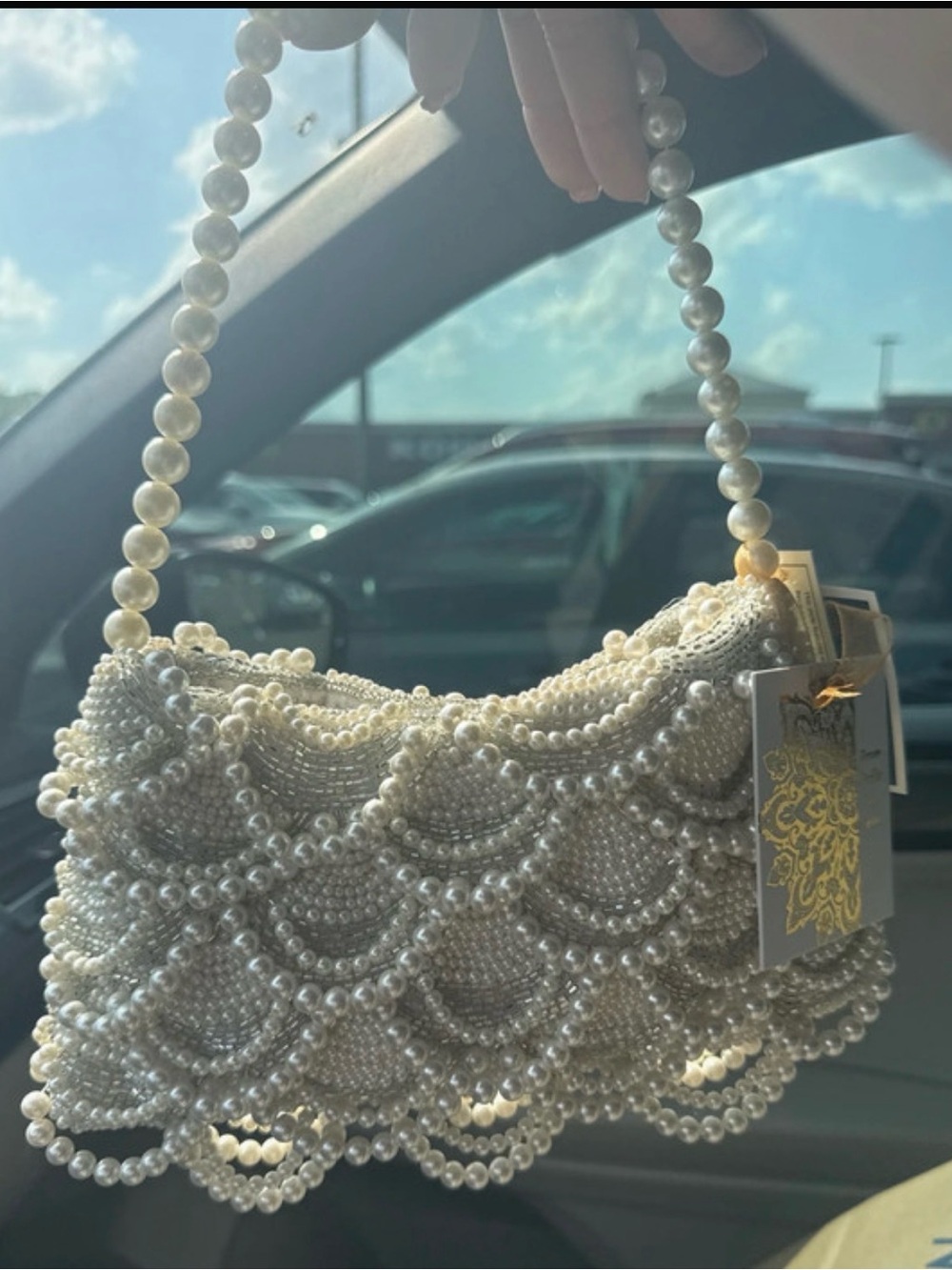 Pearl Beaded Mini Shoulder Bag - Ivory